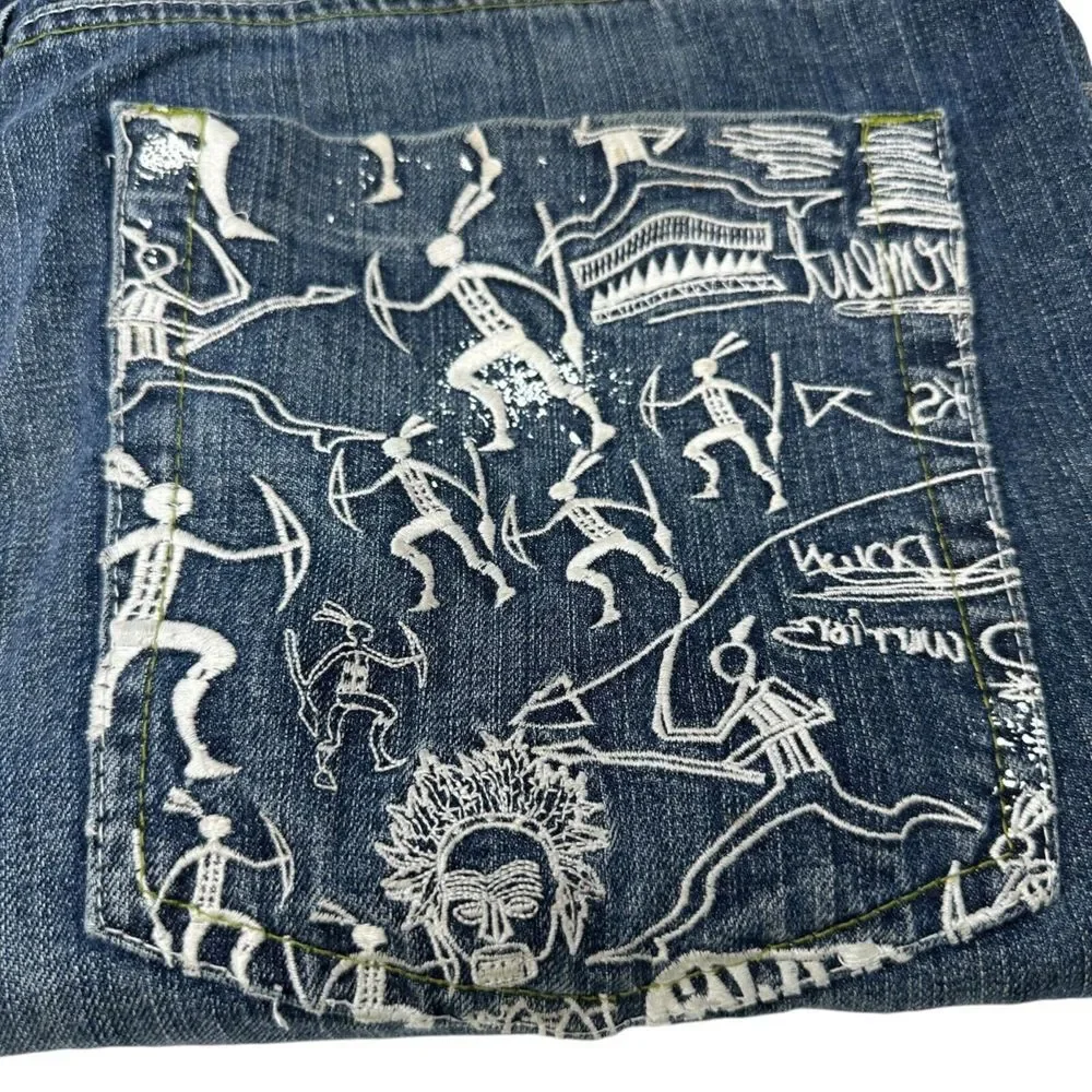 AKADEMIKS Vintage Jean Shorts Embroidered Skater Hip Hop Jorts‎ Baggy Sz 40